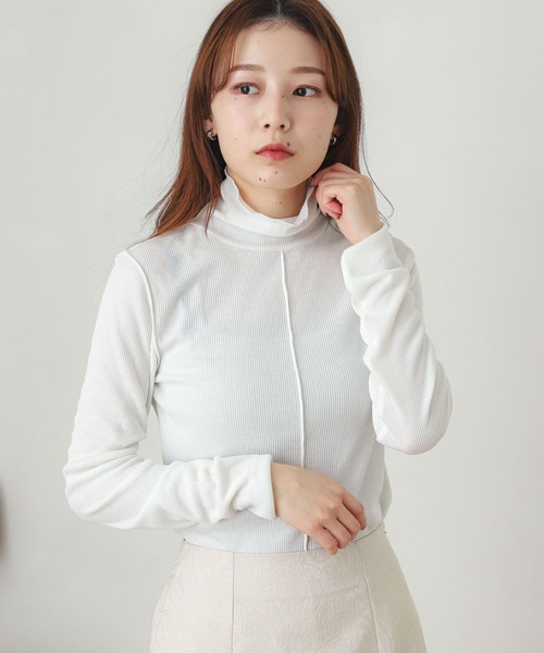 SENSE OF PLACE by URBAN RESEARCH（センスオブプレイスバイアーバンリサーチ）の「メローリブハイネックトップ（Tシャツ/カットソー・レディース・イエロー/ブラック/オフホワイト/ミント・ONE）」の21枚目の写真