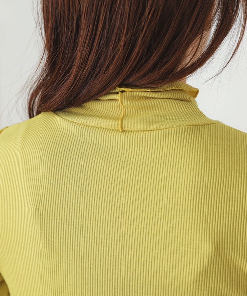 SENSE OF PLACE by URBAN RESEARCH（センスオブプレイスバイアーバンリサーチ）の「メローリブハイネックトップ（Tシャツ/カットソー・レディース・イエロー/ブラック/オフホワイト/ミント・ONE）」の8枚目の写真