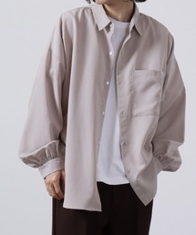とろみ無地 バルーンスリーブオーバーシャツ