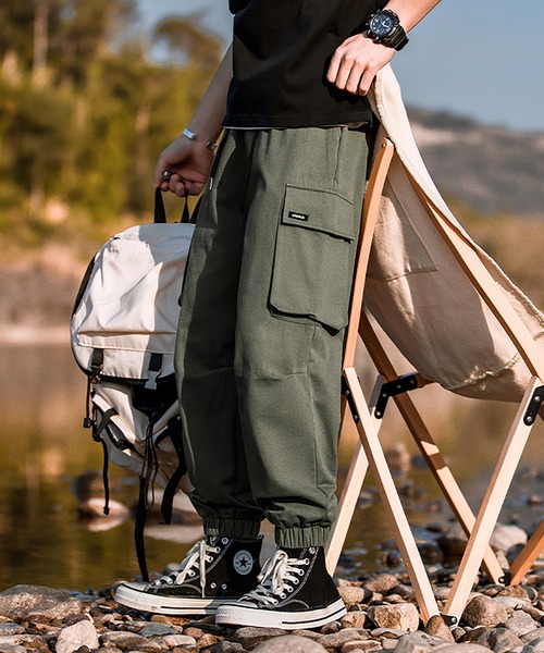 HOOK-アメカジサイドビッグポケット裾絞りカーゴパンツ