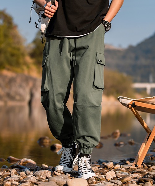 HOOK-アメカジサイドビッグポケット裾絞りカーゴパンツ