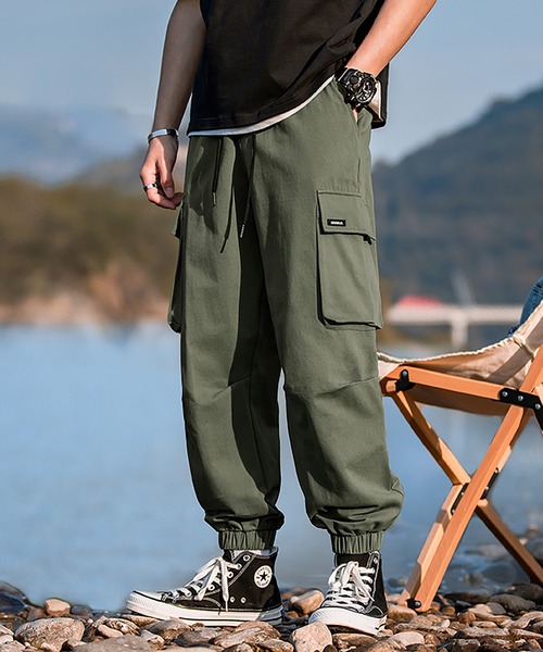 HOOK-アメカジサイドビッグポケット裾絞りカーゴパンツ