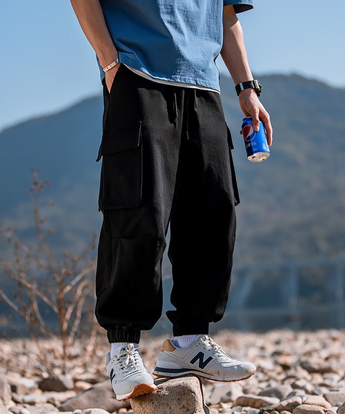 HOOK-アメカジサイドビッグポケット裾絞りカーゴパンツ