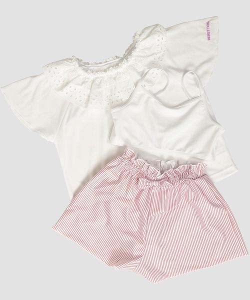 BENETTON (UNITED COLORS OF BENETTON)（ベネトンユナイテッドカラーズオブベネトン）の「【BENETTON:ベネトン】キッズカバーアップ付水着３点セット（水着・キッズ・ホワイト/ミント・120/140）」の2枚目の写真