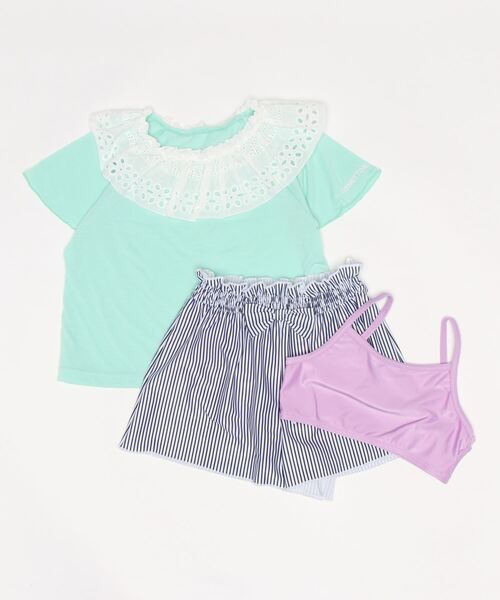 BENETTON (UNITED COLORS OF BENETTON)（ベネトンユナイテッドカラーズオブベネトン）の「【BENETTON:ベネトン】キッズカバーアップ付水着３点セット（水着・キッズ・ホワイト/ミント・120/140）」の9枚目の写真