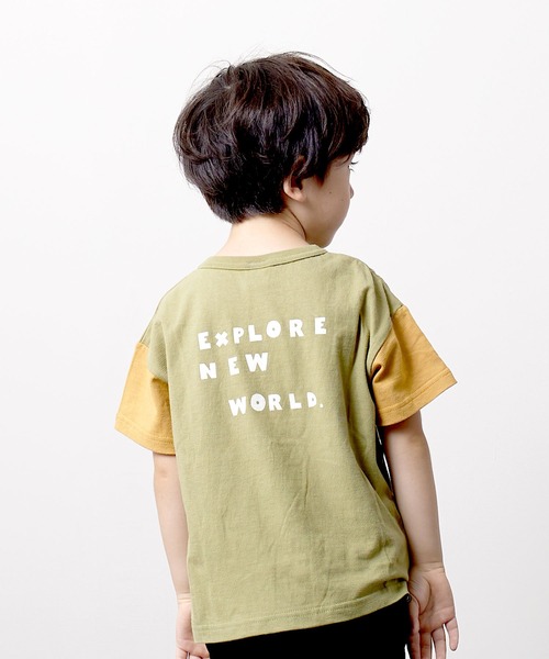 DILASH（ディラッシュ）の「袖バイカラーイラスト半袖Tシャツ（Tシャツ/カットソー・キッズ・グレー/カーキ・140/130/120/100/90/80/110）」の3枚目の写真