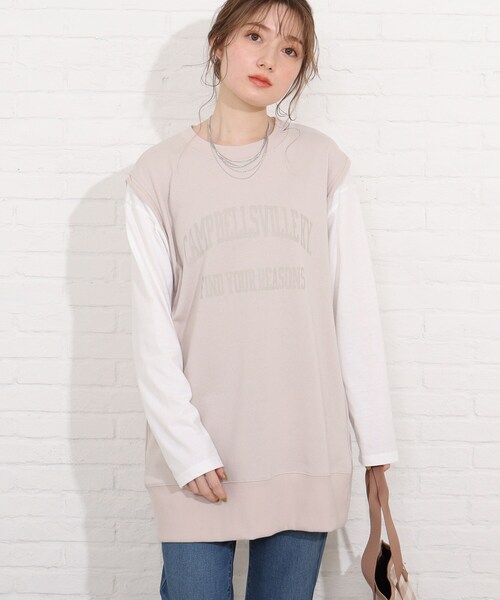 SHOO・LA・RUE（シューラルー）の「◆レイヤード風裏毛ベストプルオーバー（Tシャツ/カットソー・レディース・ブラック系4/ベージュ系その他7/サックスブルー系4・02/03/04）」の2枚目の写真