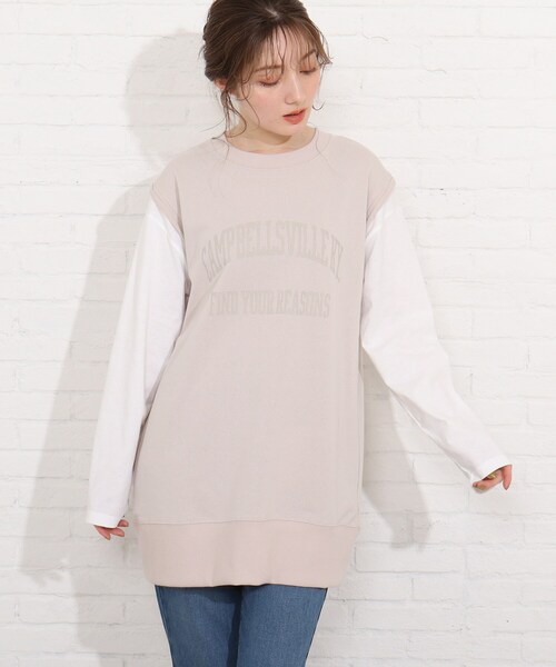 SHOO・LA・RUE（シューラルー）の「◆レイヤード風裏毛ベストプルオーバー（Tシャツ/カットソー・レディース・ブラック系4/ベージュ系その他7/サックスブルー系4・02/03/04）」の7枚目の写真