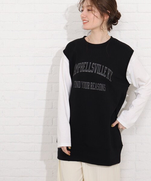 SHOO・LA・RUE（シューラルー）の「◆レイヤード風裏毛ベストプルオーバー（Tシャツ/カットソー・レディース・ブラック系4/ベージュ系その他7/サックスブルー系4・02/03/04）」の16枚目の写真