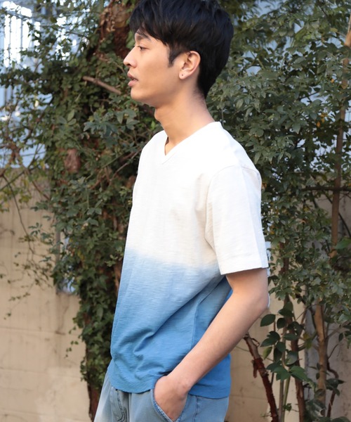 UNION STATION（ユニオンステーション）の「20/-スラブ天竺段染めＴシャツ（Tシャツ/カットソー・メンズ・グリーン/ブルー・M/L/LL）」の9枚目の写真