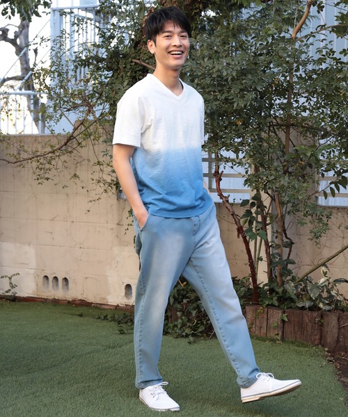 UNION STATION（ユニオンステーション）の「20/-スラブ天竺段染めＴシャツ（Tシャツ/カットソー・メンズ・グリーン/ブルー・M/L/LL）」の11枚目の写真