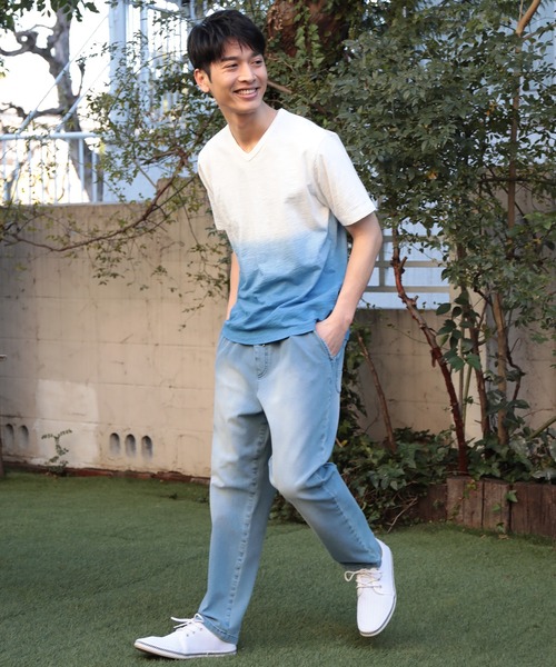 UNION STATION（ユニオンステーション）の「20/-スラブ天竺段染めＴシャツ（Tシャツ/カットソー・メンズ・グリーン/ブルー・M/L/LL）」の5枚目の写真