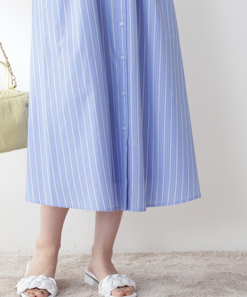 N.(N. Natural Beauty Basic)(エヌエヌナチュラルビューティーベーシック)の「【WEB限定】◆バンドカラーストライプワンピース(ワンピース・レディース・ネイビー/ブルー・MEDIUM)」の18枚目の写真