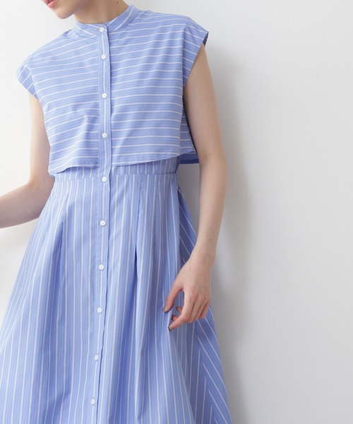 N.(N. Natural Beauty Basic)(エヌエヌナチュラルビューティーベーシック)の「【WEB限定】◆バンドカラーストライプワンピース(ワンピース・レディース・ネイビー/ブルー・MEDIUM)」の15枚目の写真