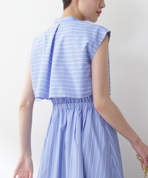 N.(N. Natural Beauty Basic)(エヌエヌナチュラルビューティーベーシック)の「【WEB限定】◆バンドカラーストライプワンピース(ワンピース・レディース・ネイビー/ブルー・MEDIUM)」の12枚目の写真