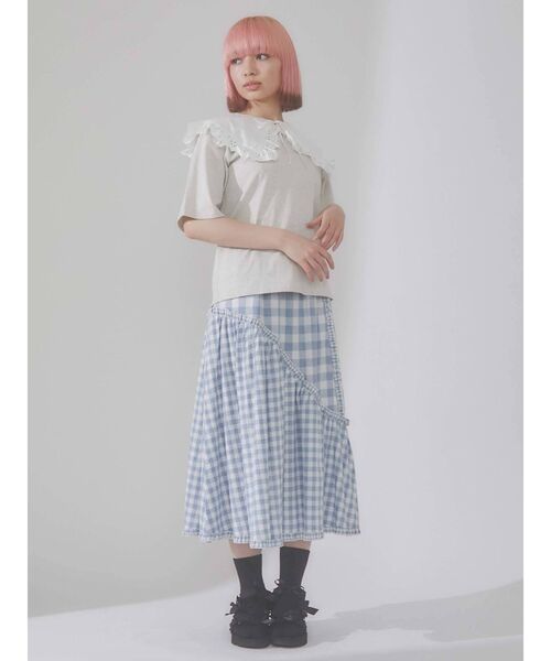 merry jenny（メリージェニー）の「レースbigフリルカラーtops（Tシャツ/カットソー・レディース・オフホワイト/グレー/ブラック・FREE）」の9枚目の写真