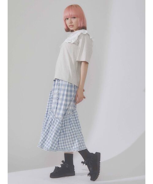 merry jenny（メリージェニー）の「レースbigフリルカラーtops（Tシャツ/カットソー・レディース・オフホワイト/グレー/ブラック・FREE）」の10枚目の写真