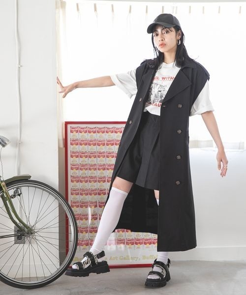 JEANASIS(ジーナシス)の「トレンチベストワンピース/282184(ワンピース・レディース・ブラック/ベージュ/グリーン/アイボリー・FREE)」の5枚目の写真