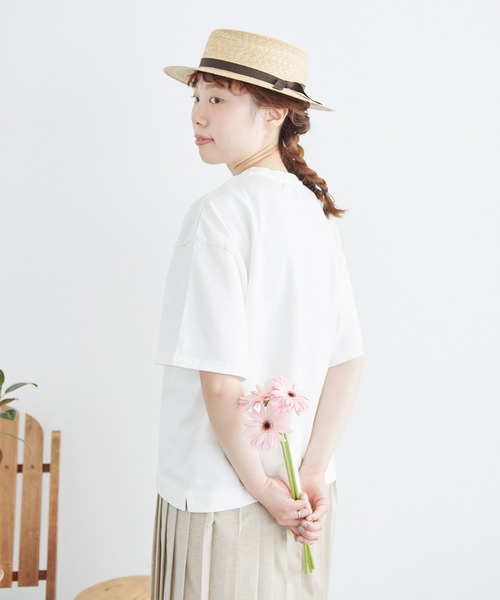 chambre de charme(シャンブルドゥシャーム)の「●cdc 30/2 度詰天竺 おさんぽTシャツ(Tシャツ/カットソー・レディース・キナリ/チャコールグレー・FREE)」の9枚目の写真