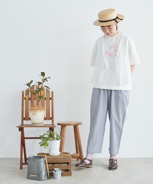 chambre de charme(シャンブルドゥシャーム)の「●cdc 30/2 度詰天竺 おさんぽTシャツ(Tシャツ/カットソー・レディース・キナリ/チャコールグレー・FREE)」の6枚目の写真