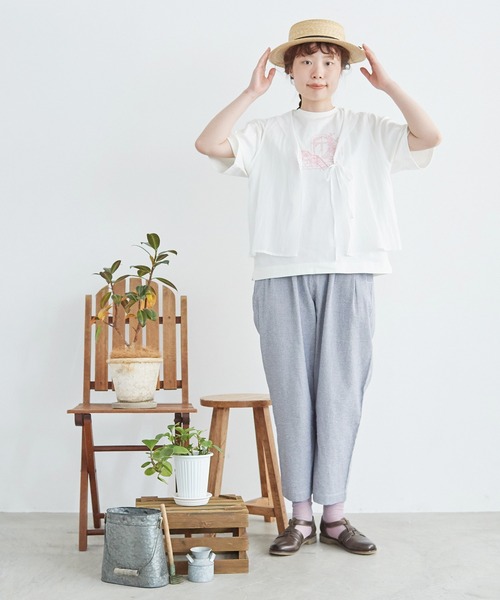 chambre de charme(シャンブルドゥシャーム)の「●cdc 30/2 度詰天竺 おさんぽTシャツ(Tシャツ/カットソー・レディース・キナリ/チャコールグレー・FREE)」の12枚目の写真