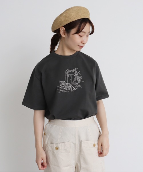 chambre de charme(シャンブルドゥシャーム)の「●cdc 30/2 度詰天竺 おさんぽTシャツ(Tシャツ/カットソー・レディース・キナリ/チャコールグレー・FREE)」の19枚目の写真