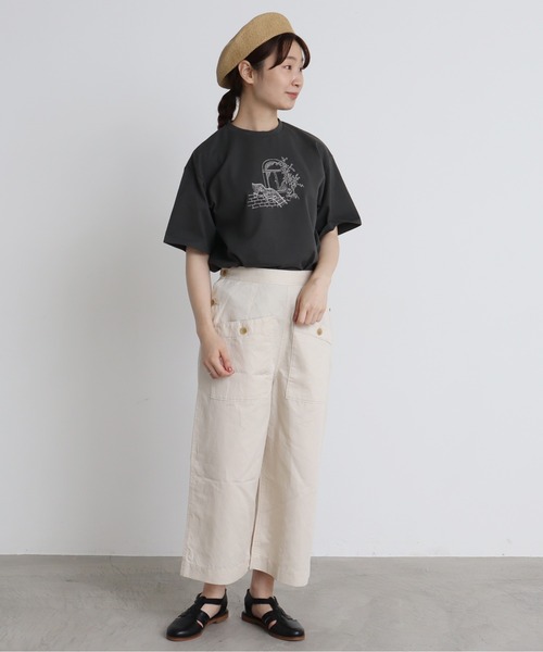 chambre de charme(シャンブルドゥシャーム)の「●cdc 30/2 度詰天竺 おさんぽTシャツ(Tシャツ/カットソー・レディース・キナリ/チャコールグレー・FREE)」の18枚目の写真