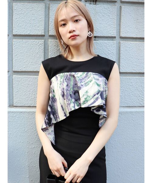 MURUA(ムルーア)の「ドレープドッキングカットタンク(タンクトップ・レディース・ホワイト/ブラック・FREE)」の7枚目の写真