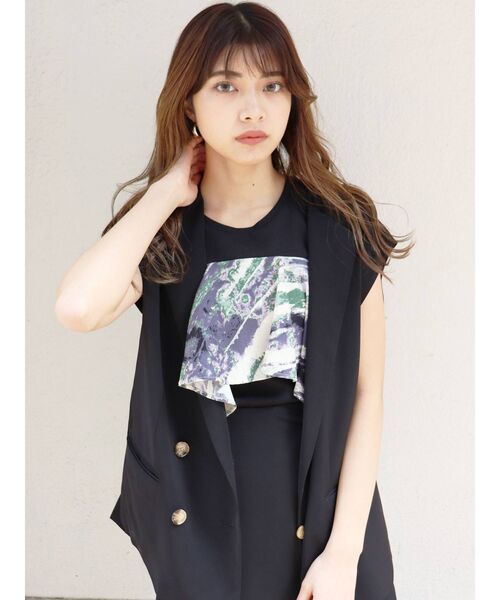 MURUA(ムルーア)の「ドレープドッキングカットタンク(タンクトップ・レディース・ホワイト/ブラック・FREE)」の9枚目の写真