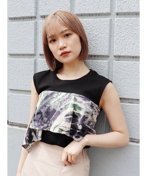 MURUA(ムルーア)の「ドレープドッキングカットタンク(タンクトップ・レディース・ホワイト/ブラック・FREE)」の13枚目の写真