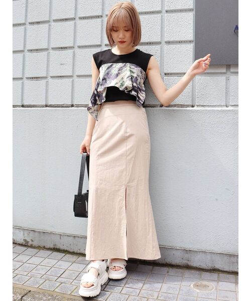 MURUA(ムルーア)の「ドレープドッキングカットタンク(タンクトップ・レディース・ホワイト/ブラック・FREE)」の14枚目の写真