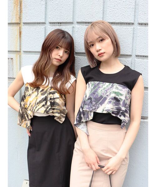 MURUA(ムルーア)の「ドレープドッキングカットタンク(タンクトップ・レディース・ホワイト/ブラック・FREE)」の19枚目の写真