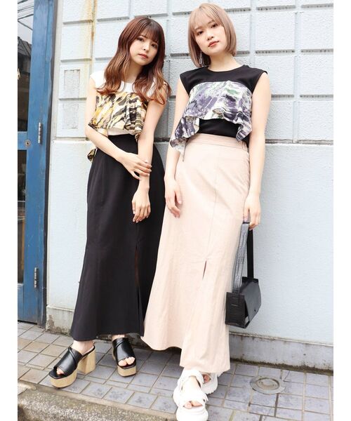 MURUA(ムルーア)の「ドレープドッキングカットタンク(タンクトップ・レディース・ホワイト/ブラック・FREE)」の20枚目の写真