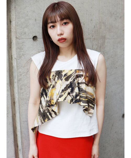 MURUA(ムルーア)の「ドレープドッキングカットタンク(タンクトップ・レディース・ホワイト/ブラック・FREE)」の21枚目の写真