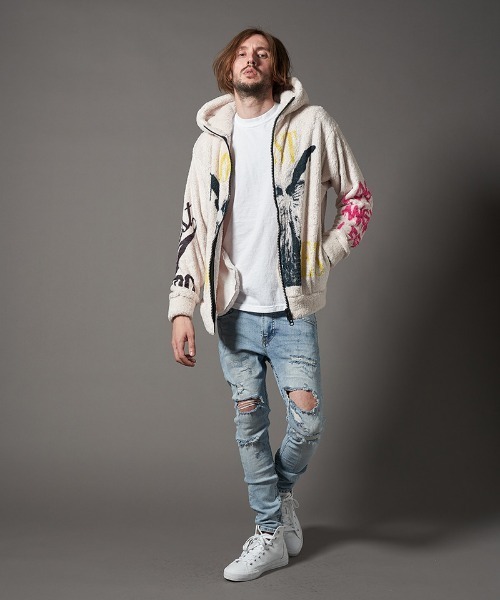 STUD MUFFIN(スタッドマフィン)の「mpa2884-コーラルフリースボアLOSTANGELES ビックジップパーカー(パーカー・メンズ・オフホワイト・2/3/4)」の7枚目の写真