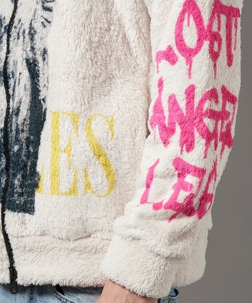 STUD MUFFIN(スタッドマフィン)の「mpa2884-コーラルフリースボアLOSTANGELES ビックジップパーカー(パーカー・メンズ・オフホワイト・2/3/4)」の11枚目の写真