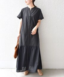 〈手洗い可能〉オーガニックコットンレースコンビ半袖ワンピース◆