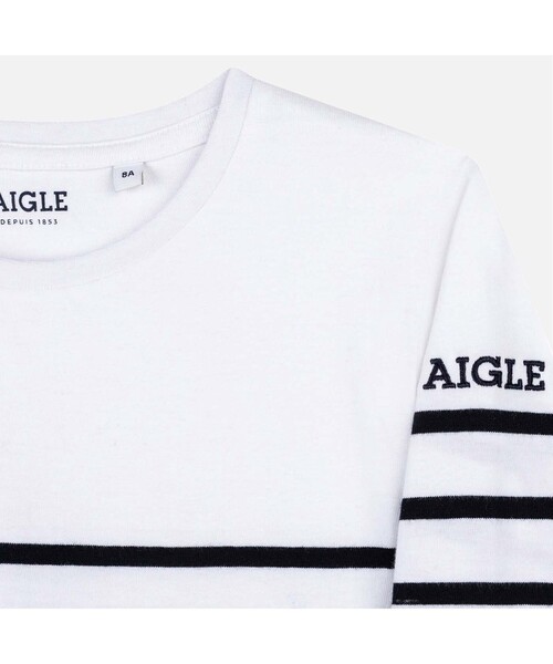 AIGLE(エーグル)の「パネル バスクストライプ 長袖Tシャツ(Tシャツ/カットソー・キッズ・ホワイト・110/120/130/140)」の3枚目の写真