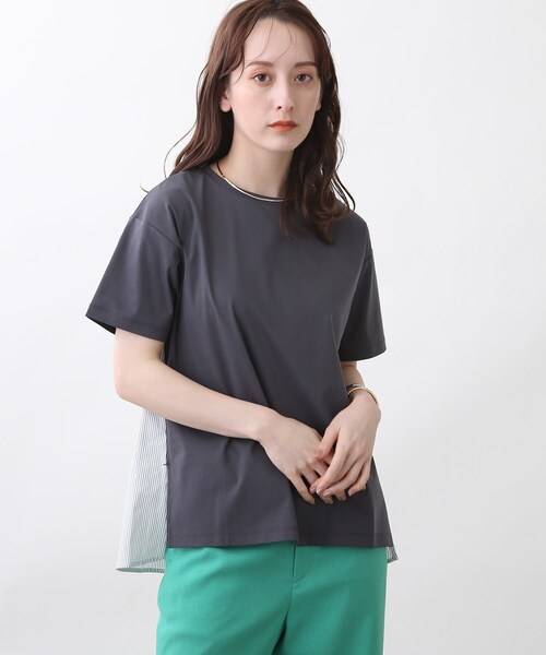 INDIVI(インディヴィ)の「【洗える】シャツドッキングプルオーバー(Tシャツ/カットソー・レディース・ダークグレー/チャコールグレー/ブラウン系その他/ホワイト系/ブラック・34/19/38/15 /13/05)」の1枚目の写真