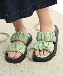 【Zipper】<2022SS>厚底シュシュ風ベルトサンダル