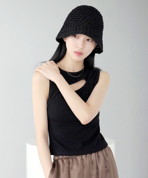 UNE MANSION（ユヌマンション）の「細編みペーパーハット（ハット・レディース・ブラック/ベージュ/ブラウン/アイボリー・ONE SIZE）」の19枚目の写真