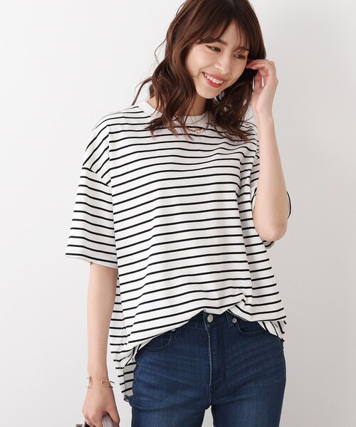 DRESKIP(ドレスキップ)の「◆【遮熱/接触冷感/UVカット/追加生産】AIR SHIELD オーバーサイズTシャツ(Tシャツ/カットソー・レディース・オフホワイト/オリーブ/ライトグリーン/グレー系その他/ライトベージュ/ブラック系2・02/03/04)」の2枚目の写真