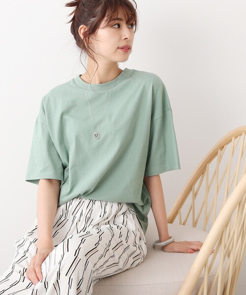 DRESKIP(ドレスキップ)の「◆【遮熱/接触冷感/UVカット/追加生産】AIR SHIELD オーバーサイズTシャツ(Tシャツ/カットソー・レディース・オフホワイト/オリーブ/ライトグリーン/グレー系その他/ライトベージュ/ブラック系2・02/03/04)」の6枚目の写真