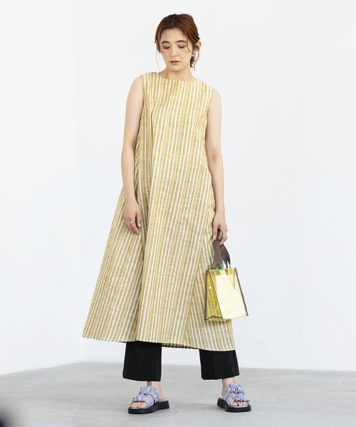 ★セール/即発♪★BCBGMAXAZRIA ストライプマキシワンピ★ セール】リネン調ストライプマキシワンピース(ワンピース
