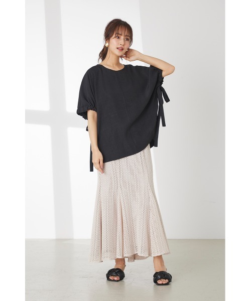 LILIDIA（リリディア）の「ドロストリボンSLV TOP（シャツ/ブラウス・レディース・ライトイエロー/ブラック・SMALL/MEDIUM）」の3枚目の写真