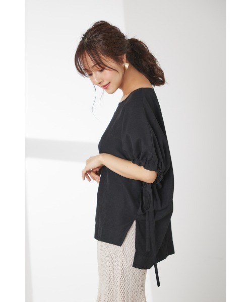 LILIDIA（リリディア）の「ドロストリボンSLV TOP（シャツ/ブラウス・レディース・ライトイエロー/ブラック・SMALL/MEDIUM）」の4枚目の写真