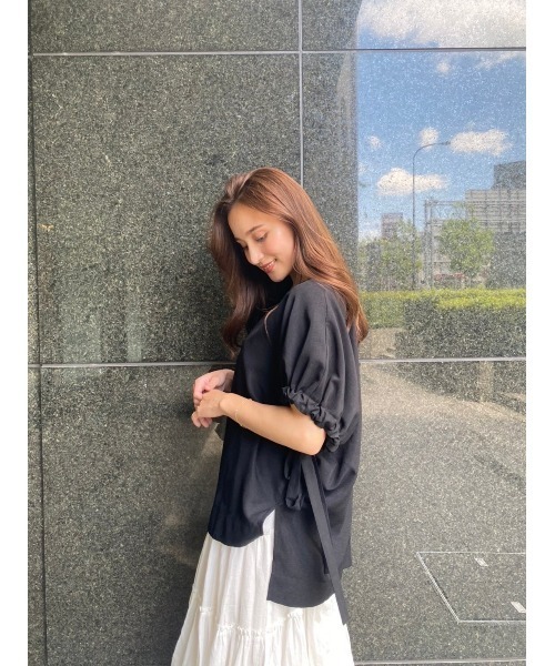 LILIDIA（リリディア）の「ドロストリボンSLV TOP（シャツ/ブラウス・レディース・ライトイエロー/ブラック・SMALL/MEDIUM）」の8枚目の写真