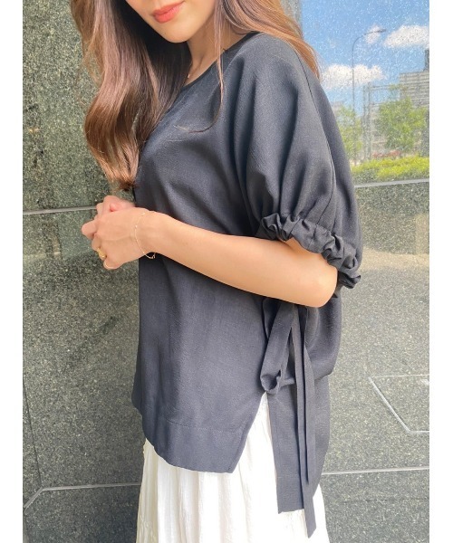 LILIDIA（リリディア）の「ドロストリボンSLV TOP（シャツ/ブラウス・レディース・ライトイエロー/ブラック・SMALL/MEDIUM）」の9枚目の写真