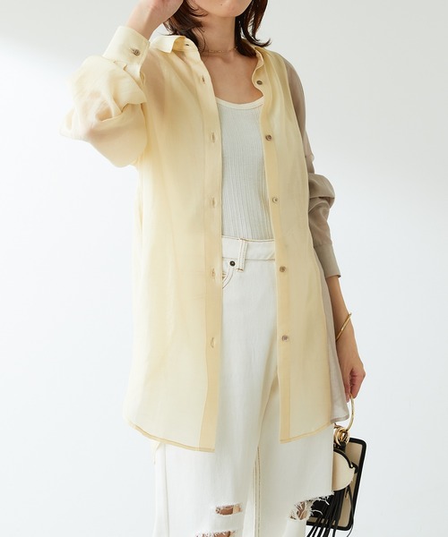 COLLAGE GALLARDAGALANTE（コラージュガリャルダガランテ）の「アシンメトリーの配色がアクセントに/配色シアーシャツ（シャツ/ブラウス・レディース・ホワイト/イエロー/ブラック・FREE）」の15枚目の写真