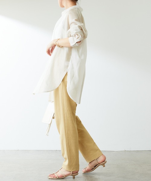 COLLAGE GALLARDAGALANTE（コラージュガリャルダガランテ）の「アシンメトリーの配色がアクセントに/配色シアーシャツ（シャツ/ブラウス・レディース・ホワイト/イエロー/ブラック・FREE）」の18枚目の写真